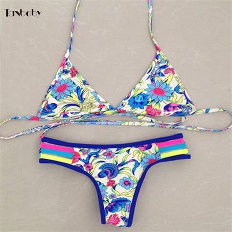 Brazilian Bikinis Push Up Biquinis Floral Thongs Swimsuits Trikinis For