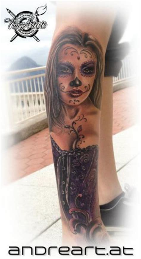 Tatuaż Noga Meksykańska Czaszka Przez Andreart Tattoo
