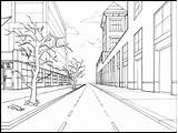Perspective Point Drawing Easy Drawings Building City Simple Sketch Cityscape Buildings Landscape Sketches Getdrawings 2nd Bench Tutorial sketch template