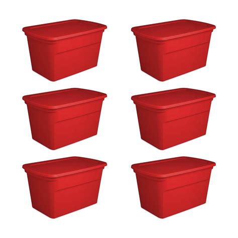 sterilite  gallon durable stacking seasonal storage tote red  pack