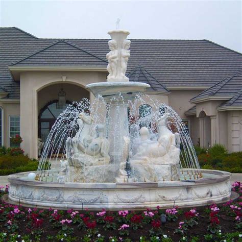 hotel lobby outdoor modern marble tiered water fountains  woman statue fountain  discount