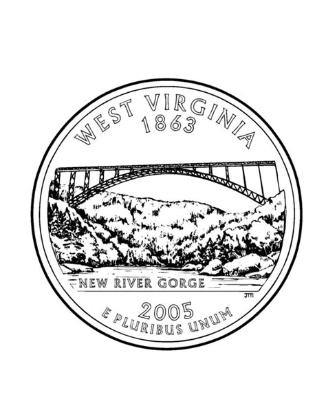 usa printables west virginia state quarter  states coloring pages