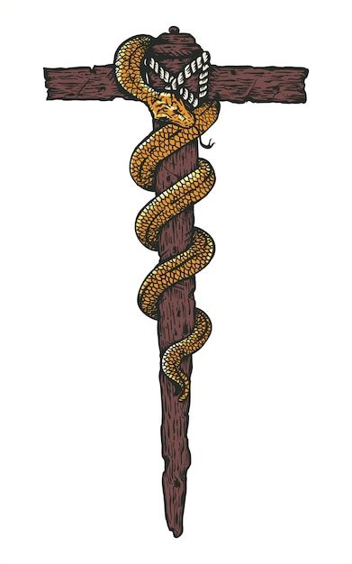 premium vector bronze serpent snake illustration