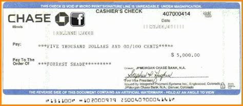 chase bank check template fresh  cashier check template