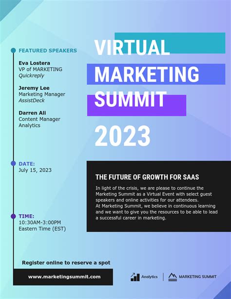 virtual marketing summit event poster venngage