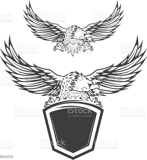 Ilustración De Águila En El Escudo Aislado Sobre Fondo Blanco Diseño De