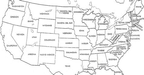 mapa de estados unidos en espanol en blanco y negro colorea tus