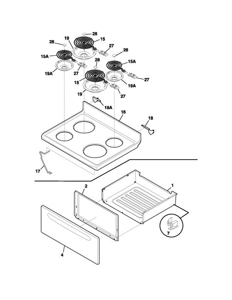 topdrawer diagram parts list  model fefasg frigidaire parts range parts searspartsdirect