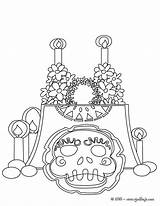 Muertos Calavera Ofrendas Ofrenda Mortos Altares Mexico Calaveras Calaverita Recortar Hellokids Morti Iluminar sketch template