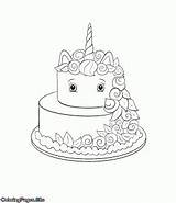 Unicorn Coloring Cake Pages Kids Print Color Birthday Cute Drawing Rainbow Cupcake Coloringpages Site sketch template