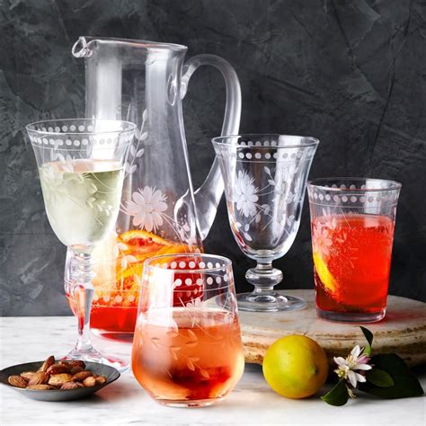 vintage etched stemless wine glass williams sonoma au