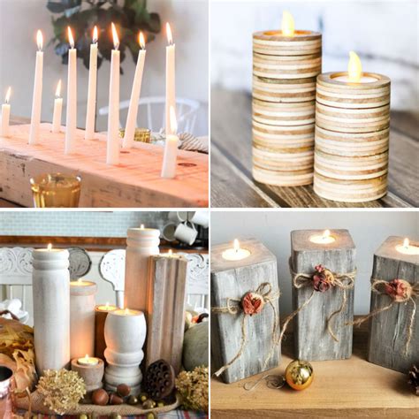 homemade diy wooden candle holders