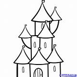 Castle Draw Easy Pages Kids Colouring Step Colou sketch template