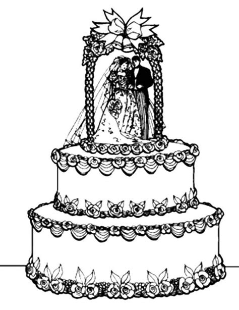 awesome wedding cake coloring pages  place  color