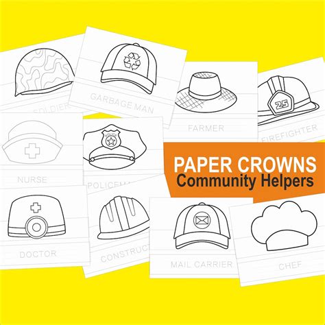 community helpers printable hats community helpers paper etsy