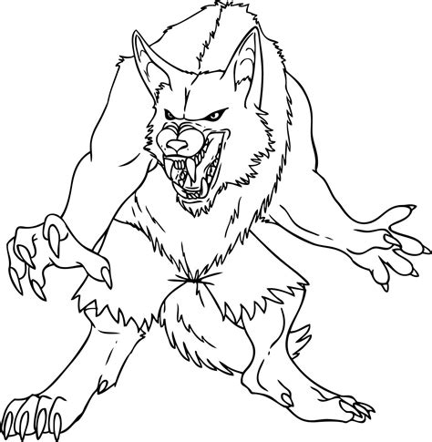 easy werewolve coloring printable pages