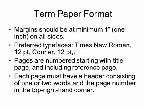 term paper front page format term paper format  outline