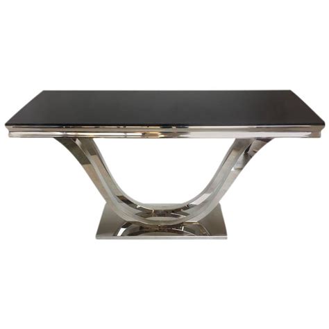 Modern Chrome And Black Glass Console Table Chairish