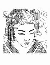 Visage Coloriage Imprimer Geisha Coloriages Mizu Adultes sketch template