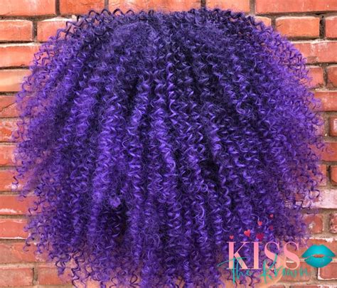 Kamrikinky Curly Afro Wig With Bangs Synthetic Royal Purple Etsy