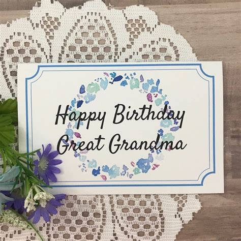 printable birthday card  great grandma greeting card  etsy canada