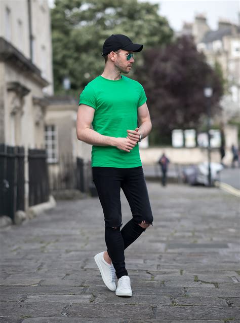 pop  colour   striking green  shirt outfit  average guy