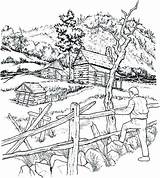 Coloring Farm Pages Farmer Scene Template Getdrawings sketch template