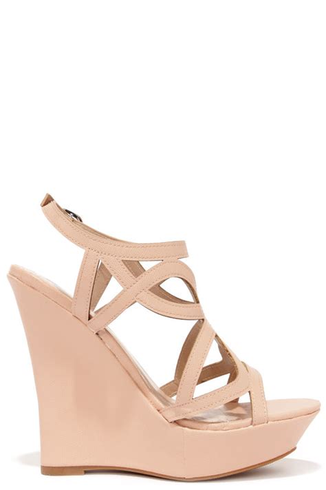 Pretty Nude Wedges Caged Wedges Wedge Sandals 34 00