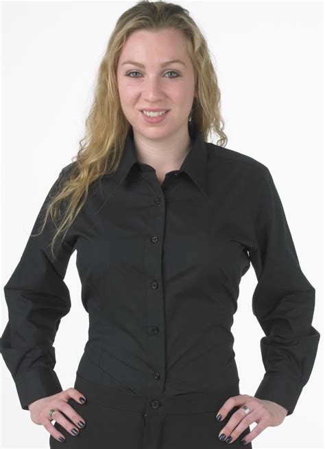 fitted long sleeve womens black dress shirt shc