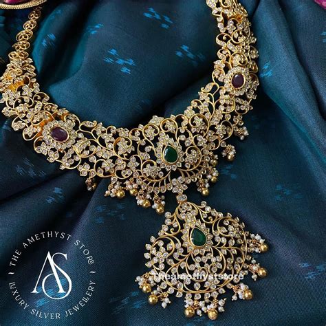 gold plated silver necklace south india jewels