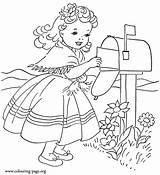 Coloring Cute Pages Girl Little Girls Colouring Valentine Letter Sending Mailing Vintage Sheets Pokemon Print Valentines Kids Card Books Embroidery sketch template