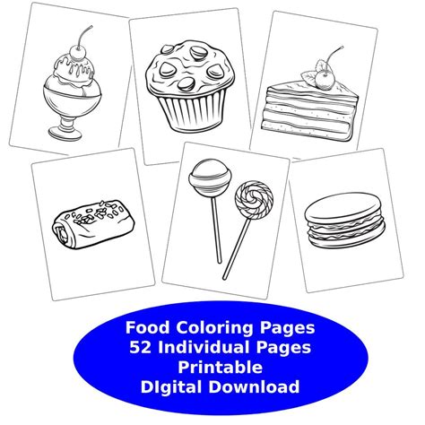 printable kids food coloring pages digital   etsy france