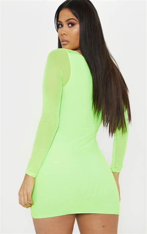 buy neon green mesh dress in stock