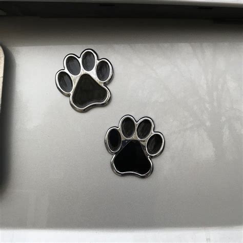 pair  dog paw print car decals chrome  black abs design