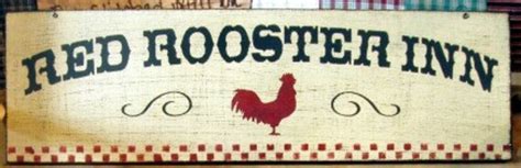 red rooster inn primitive wood sign  woodsignsbypatti  etsy