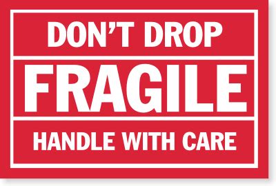 print  fragile sticker   glossy fragile adhesive shipping