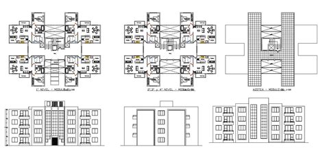 bhk apartment plan elevation autocad drawing file cadbull