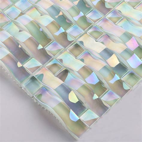 Glass Mosaic Tile Interlocking Arched Crystal Glass Tile Backsplash Yf