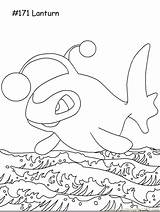 Pokemon Lanturn Coloring Printable Pages Cartoons sketch template