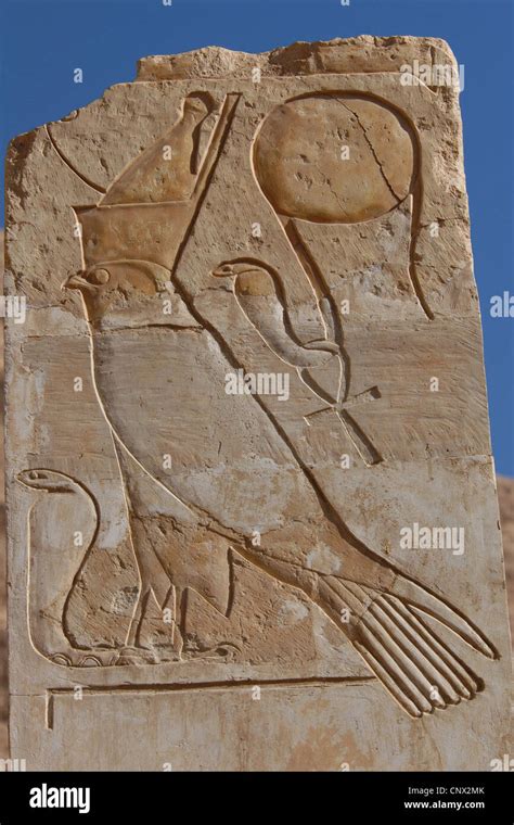 Ancient Egyptian God Horus Relief In The Mortuary Temple