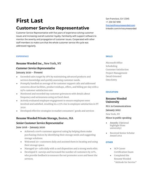 resume skills  keywords  customer service updated
