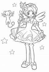 Sakura Coloring Pages Kids Wand Magic Anime Cardcaptor Fun ã Lưu Từ Heroes sketch template