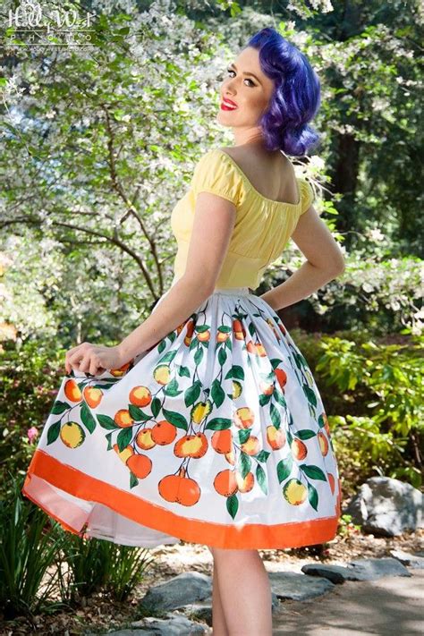 Pinup Couture Jenny Skirt In Orange Branch Border Print Vintage