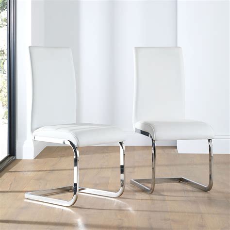 perth white leather dining chair chrome leg furniture choice