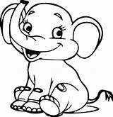 Elephant Pages Drawing Coloring Cute Getdrawings sketch template