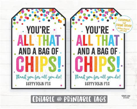 youre     bag  chips gift tag employee etsy