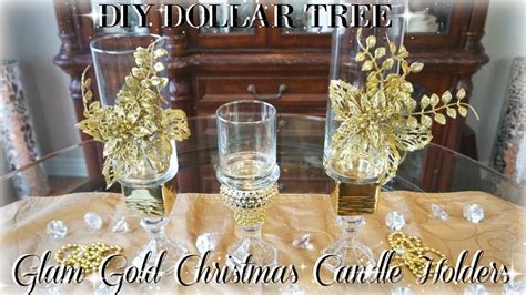 diy dollar tree glam gold christmas candle holders diy