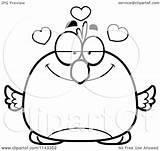 Pudgy Infatuated Bird Clipart Cartoon Rooster Chick Chubby Outlined Coloring Vector Cory Thoman Royalty sketch template