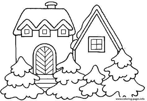 house winter  coloring pages printable