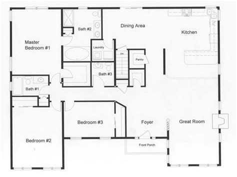 simple  bedroom house plans open floor plan excellent  home floor plans